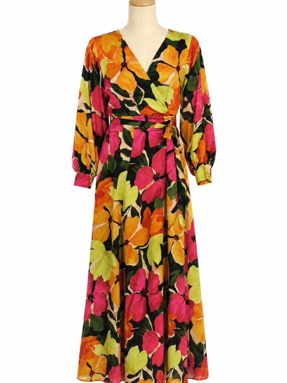 Dress Forum Euphoria Floral Wrap Maxi Dress L NWT